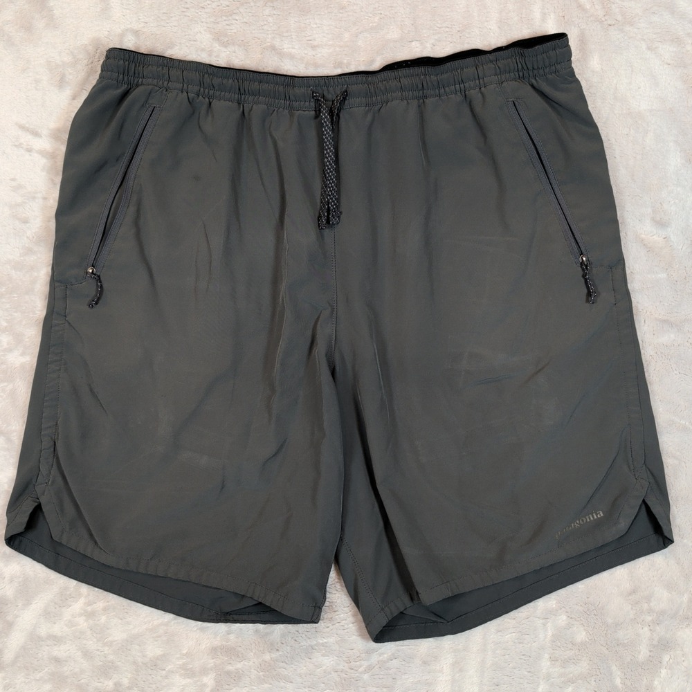 Patagonia Nine Trails Mens L Gray Lined Running Shorts Activewear Gorpcore